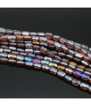 Faceted Rectangle Glass Beads 6:4mm color Lilac AB, 1 strand (~78 beads)