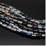 Faceted Rectangle Glass Beads 8:6mm color Black AB, 1 strand (~72 beads)