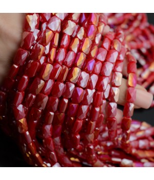 Cuentas de cristal Rectangulo 8:6mm color Porcelana Roja AB, 1 hilo(~72 cuentas)