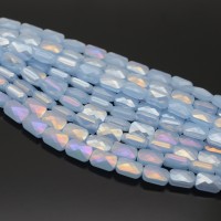 Cuentas de cristal Rectangulo 8:6mm color Jade Azul AB, 1 hilo(~72 cuentas)