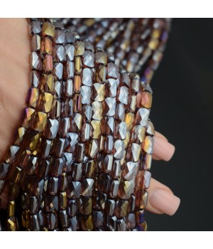 Faceted Rectangle Glass Beads 8:6mm color Lilac AB, 1 strand (~72 beads)
