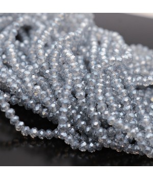 Rondelle faceted jewelry glass 3:2mm Gray-Blue color, 1 strand (~115 beads)