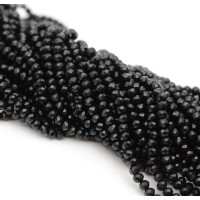 Rondeles facetados de cristal 3:2mm color Negro, 1 hilo(~110 rondeles)