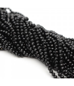 Rondelle faceted jewelry glass 3:2mm Black color, 1 strand (~110 beads)