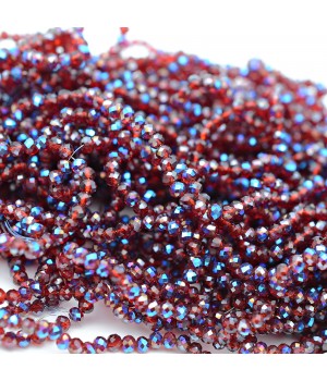 Rondeles facetados de cristal 3:2mm color Granate AB, 1 hilo(~110 rondeles)