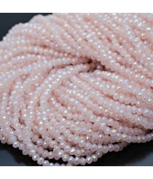 Rondeles facetados de cristal 3:2mm color Parcelana Rosa claro, 1 hilo(~110 rondeles)