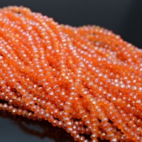 Rondelle faceted jewelry glass 3:2mm Tangerine color, 1 strand (~110 beads)