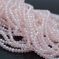 Rondeles facetados de cristal 3:2mm color Rosa AB, 1 hilo(~110 rondeles)