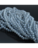 Рондель граненый ювелирное стекло 4:3мм цвет серо-синий Смог, 1 нить(~110бусин)