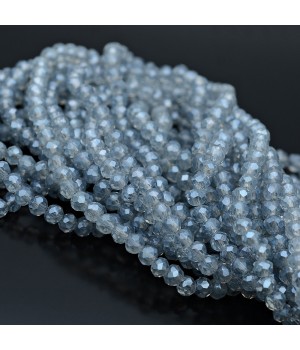 Рондель граненый ювелирное стекло 4:3мм цвет серо-синий Смог, 1 нить(~110бусин)