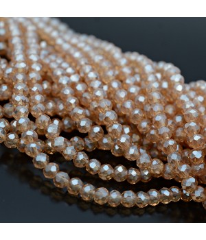 Рондель граненый ювелирное стекло 4:3мм цвет Шампанское, 1 нить(~110бусин)
