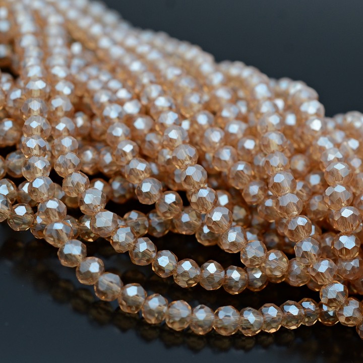 Рондель граненый ювелирное стекло 4:3мм цвет Шампанское, 1 нить(~110бусин)