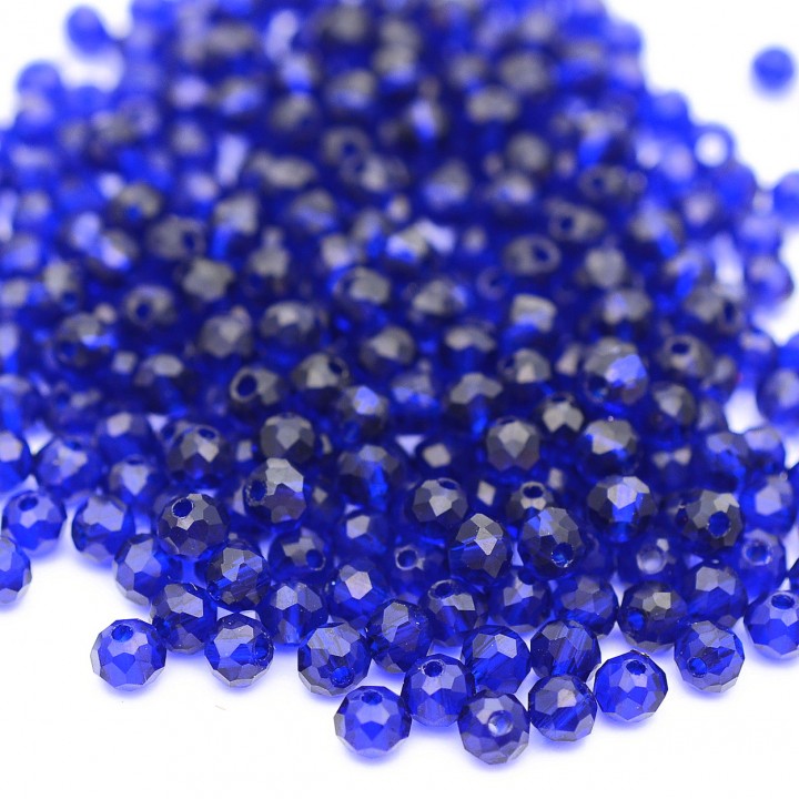 Rondeles facetados de cristal 4:3mm color Cobalto, 1 bolsa(~110 rondeles)