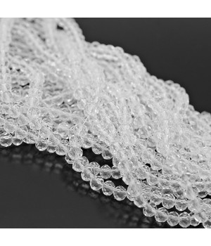 Рондель граненый ювелирное стекло 4:3мм цвет прозрачный, 1 нить(~110бусин)