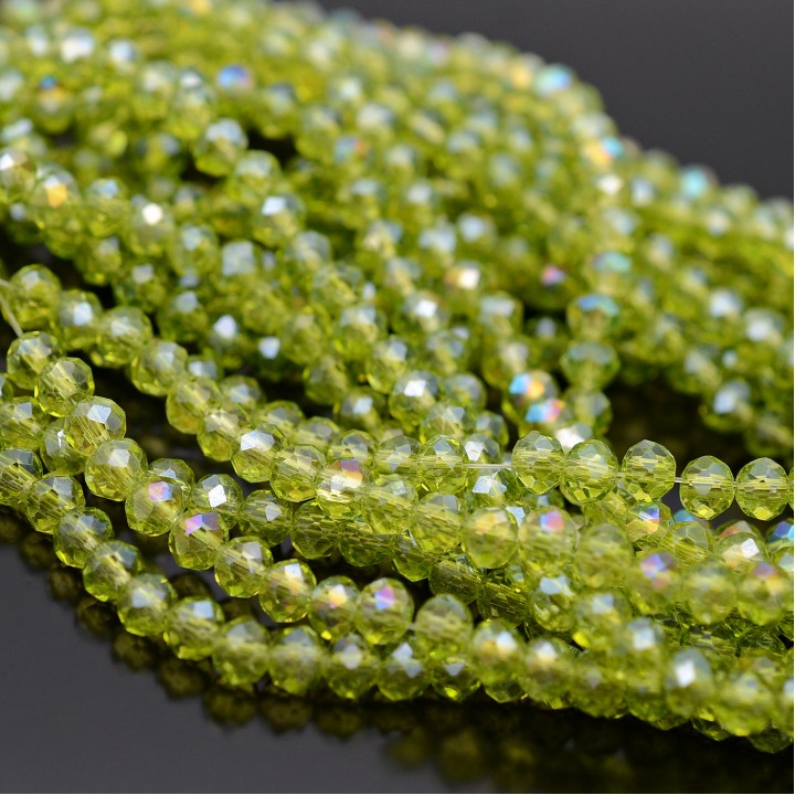 Rondeles facetados de cristal 4:3mm color Perodoto, 1 hilo(~110 rondeles)