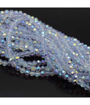 Рондель граненый ювелирное стекло 4:3мм цвет небесно-голубой АВ, 1 нить(~110бусин)