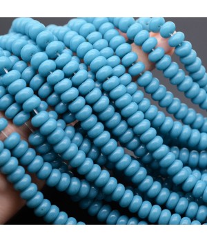 Rondeles 5:8mm vidrio color Azul, 1 hilo(~75 rondeles)