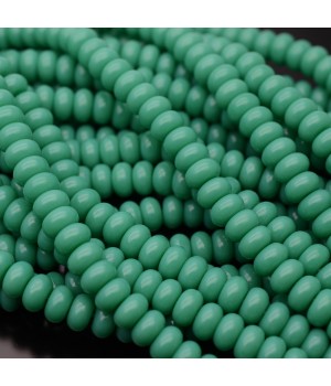Rondeles 5:8mm vidrio color Esmeralda, 1 hilo(~75 rondeles)