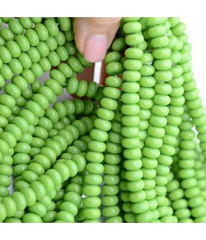 Rondeles 5:8mm vidrio color Manzana Verde, 1 hilo(~75 rondeles)
