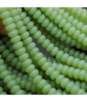 Rondeles 5:8mm vidrio color Calcedonia Verde, 1 hilo(~75 rondeles)