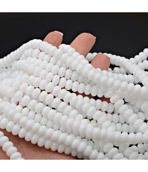 Rondeles 5:8mm vidrio color Blanco, 1 hilo(~75 rondeles)