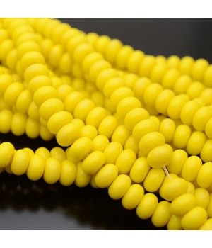 Rondeles 5:8mm vidrio color Amarillo, 1 hilo(~75 rondeles)