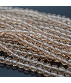 Faceted Round Glass Beads 6mm Smoky Quartz color, 1 strand (~95 beads)