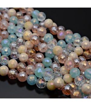 Faceted Round Glass Beads 8mm Mix 1 color(Milk Caramel), 1 strand(50 beads)
