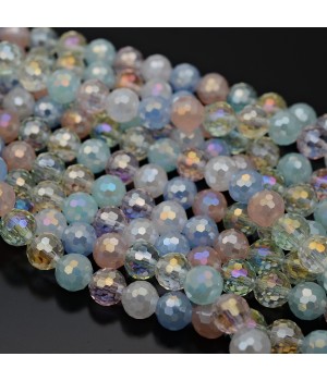 Faceted Round Glass Beads 8mm Mix 2 color, 1 strand(50 beads)