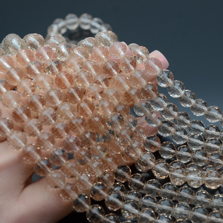 Хрустальные бусины 10мм алмазная огранка цвет Дымчатый кварц, 1 нить(~68 бусин)