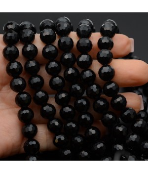 Хрустальные бусины 10мм алмазная огранка цвет Чёрный, 1 нить(~68 бусин)