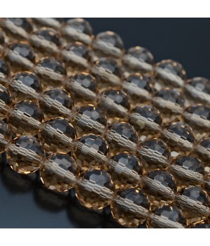 Хрустальные бусины 10мм алмазная огранка цвет Дымчатый кварц, 1 нить(~68 бусин)