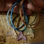 Transparent Spray Painted Glass Fishtail Shape Pendants with Glitter Powder Gold color, 5 pieces