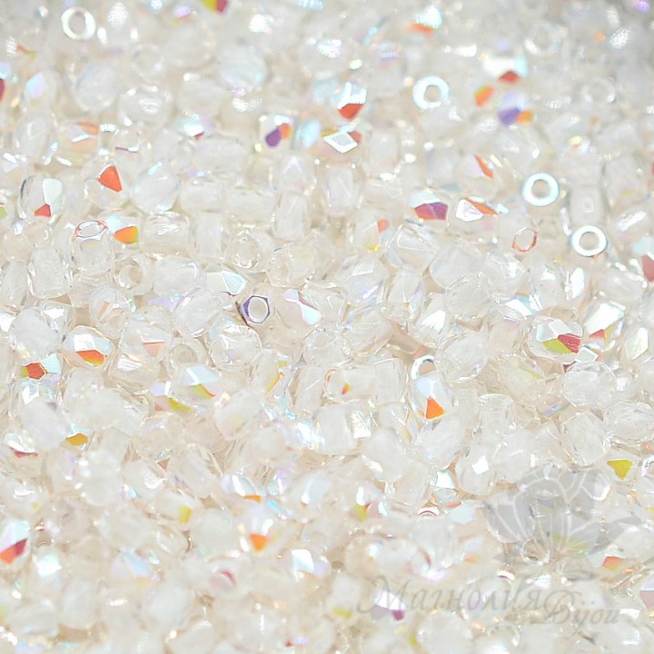 Czech faceted beads Crystal AB True 2mm, 50 pieces