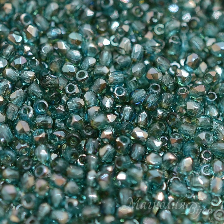 Czech faceted beads Aqua Celsian True 2mm, 50 pieces