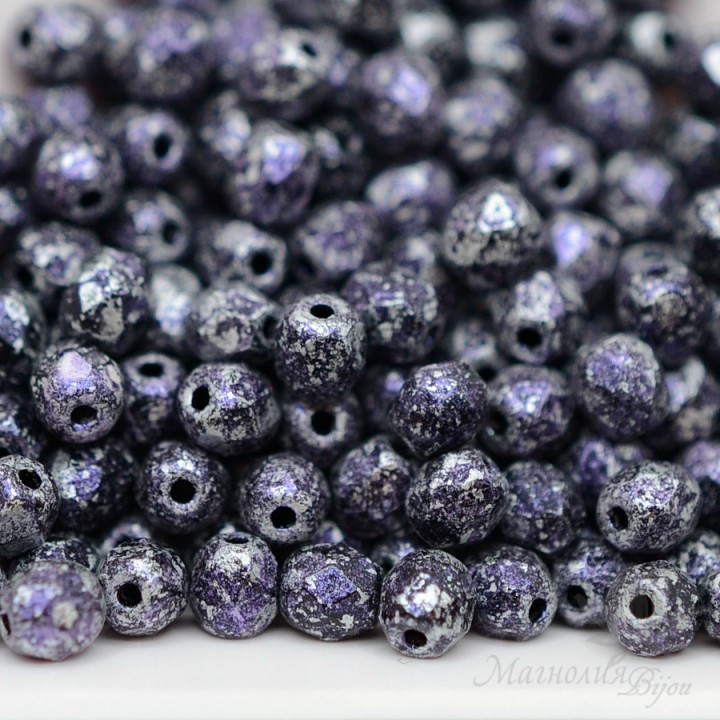 Czech faceted beads Tweedy Violet 4mm, 20 pieces