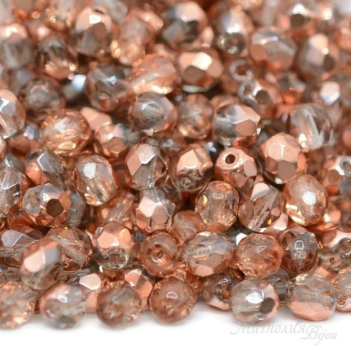Czech faceted beads Crystal Gold 4mm, 20 pieces