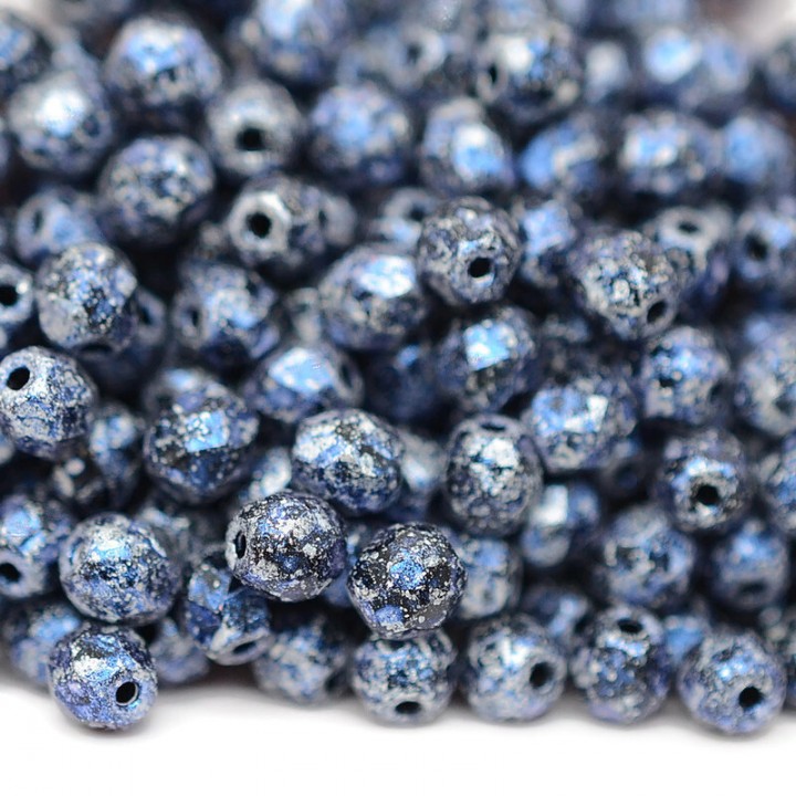 Czech faceted beads Tweedy Blue 4mm, 20 pieces
