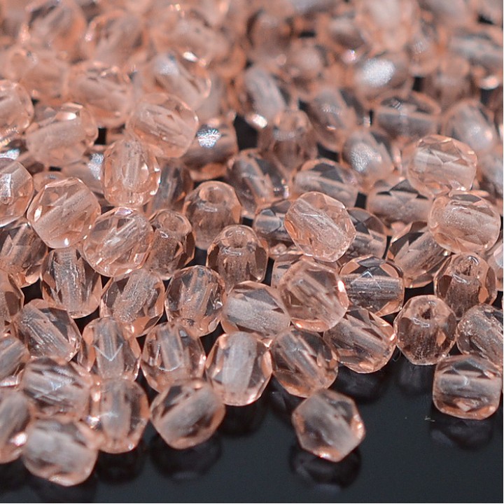Czech faceted beads Rose 4mm, 20 pieces