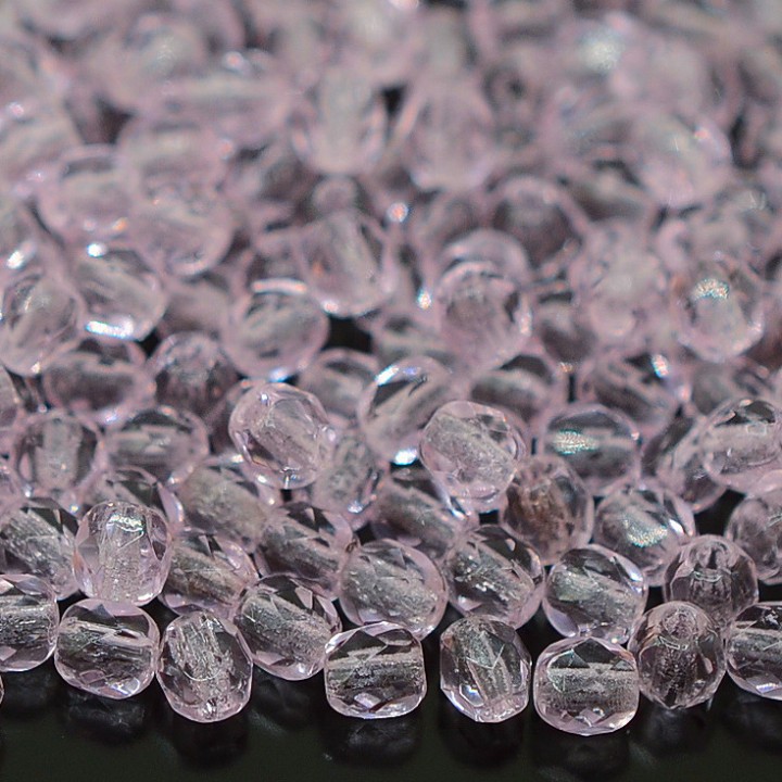 Czech faceted beads Pink 4mm, 20 pieces