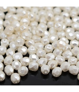 Czech faceted beads Pearls White 4mm, 20 pieces