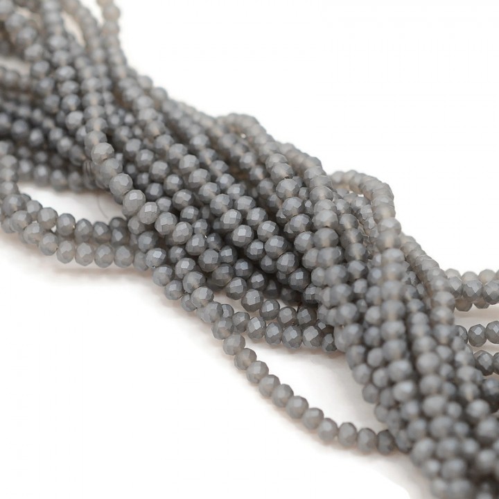 Roundel faceted jewelry glass 3:2mm gray color, 1 strand (~140 beads)