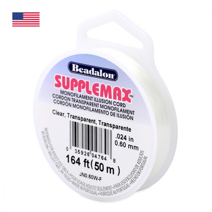 Мононить(иллюзионная нить) Beadalon Supplemax 0.60мм прозрачная, 50 метров