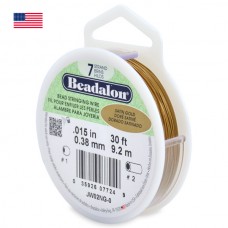 Hilo de acero "Beadalon 7" 0.38mm recubierto de nylon dorado satinado, 1 bobina(9.2m)