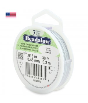 Hilo de acero "Beadalon 7" 0.46mm recubierto de nylon color blanco, 1 bobina(9.2m)