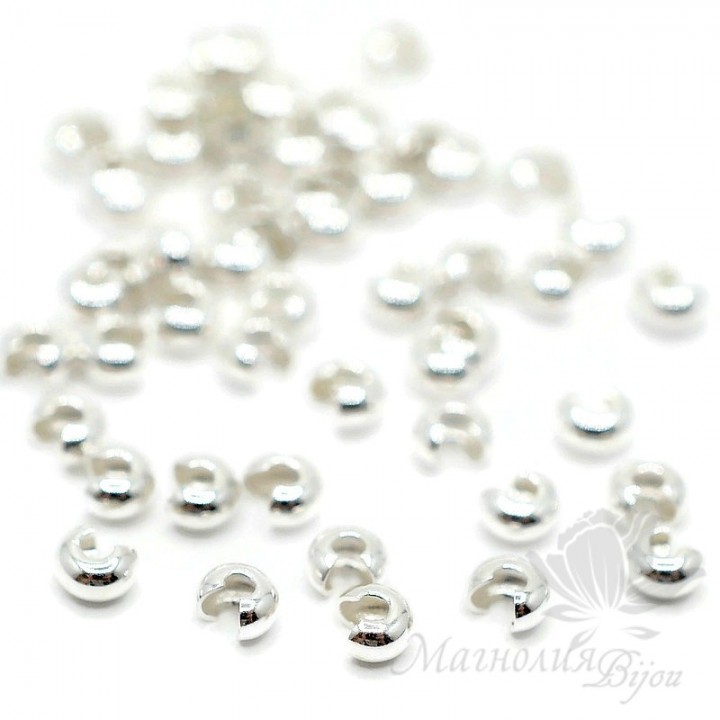 Crimp beads 3mm 10 pieces, silver color
