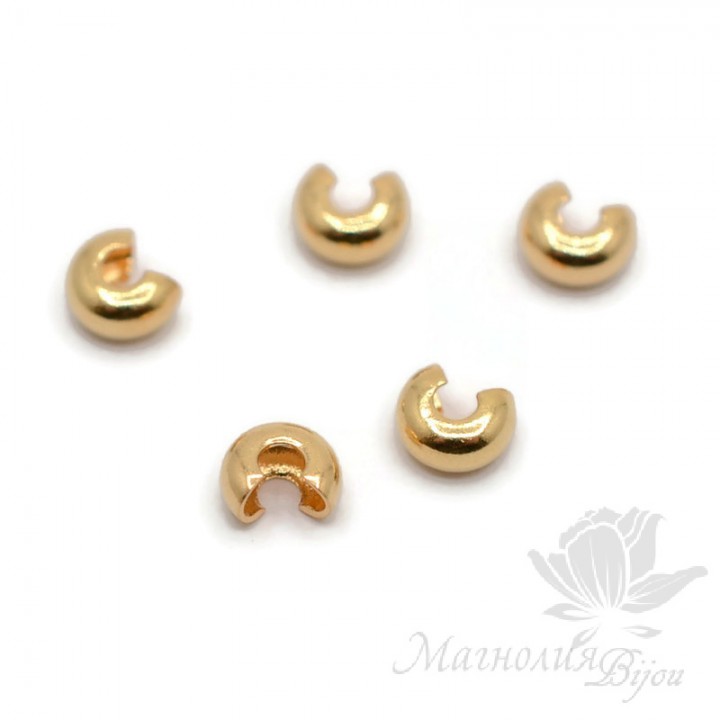 Crimp (covering) beads 4mm 10 pieces, gilding