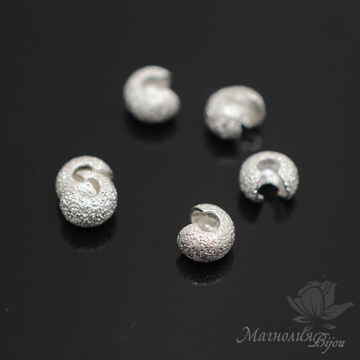 Crimp (covering) beads Sugar 4mm 10 pieces, silver color