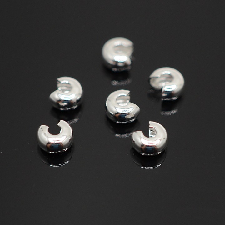 Crimp (covering) beads 4mm 10 pieces, silver color