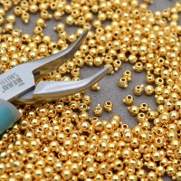 Chafas redondas aplastables 3mm 100 piezas, baño de oro de 18K